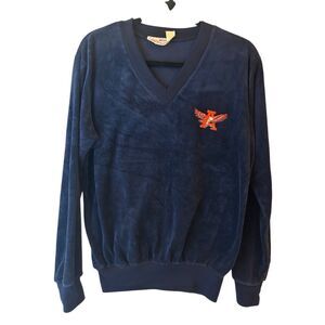 Vintage 70s 80s Auburn University Tigers Velour V-Neck Sweatshirt Gepner Wear US